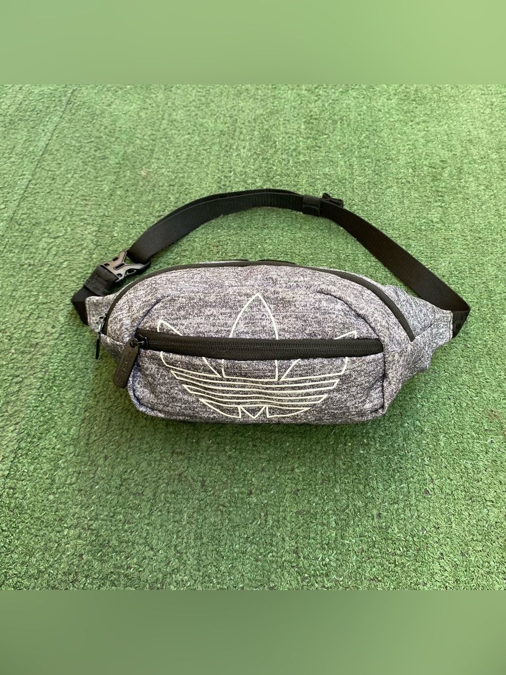 adidas Gray Trefoil Belt Bag with Black Strap